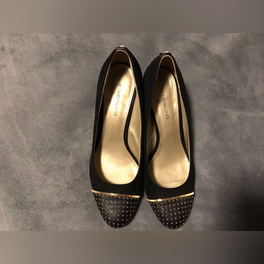 Bandolino Black Heels with Gold Studded Accents